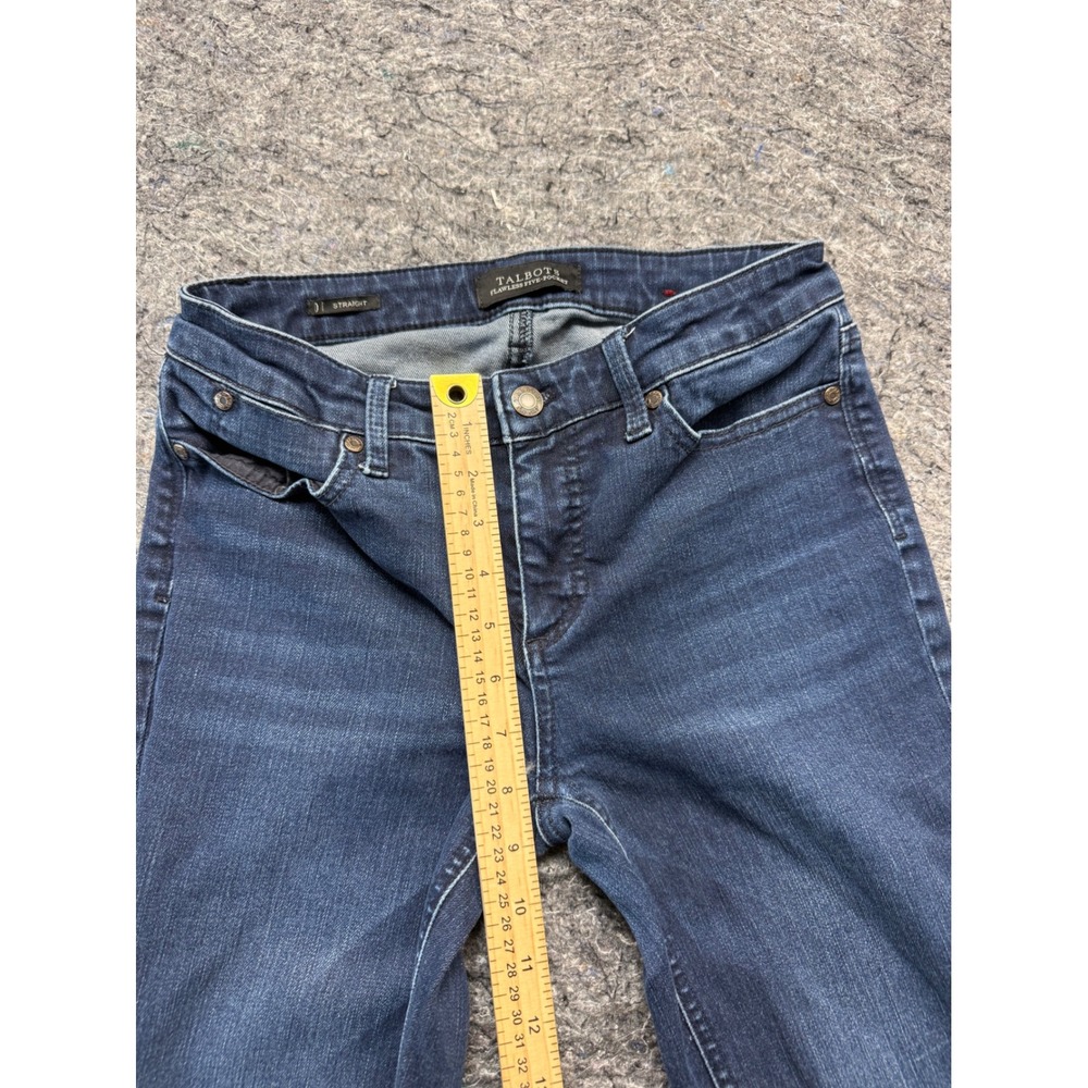 Talbots Flawless Five-Pocket Straight Leg Jeans Dark Wash Blue Denim Size 0 - Picture 5 of 12